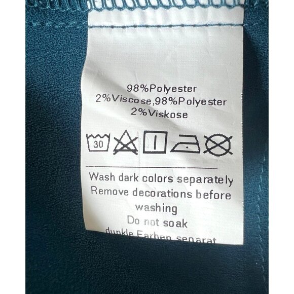 Grace Karin Teal Button-Up Blouse W/ Tie Front & Collared Neckline 2XL - Picture 8 of 16